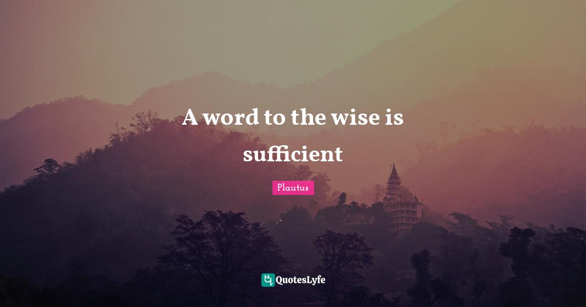 Wise Wise Words Quotes: "A word to the wise is sufficient"