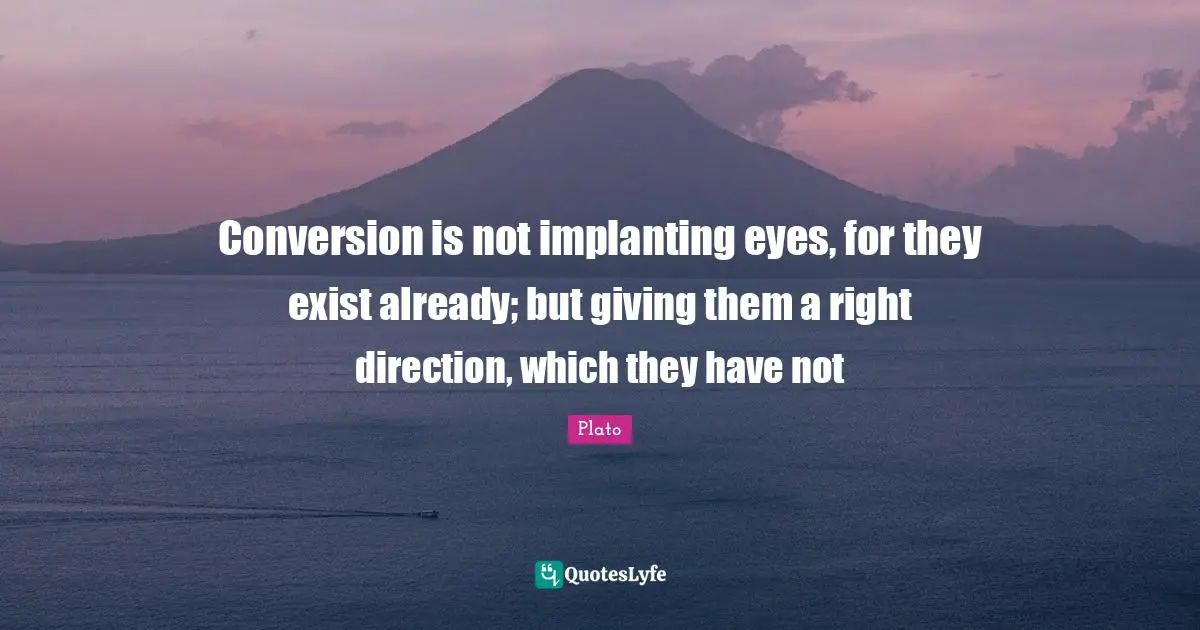 Conversion is not implanting eyes, for they exist already; but giving them a right direction, which they have not