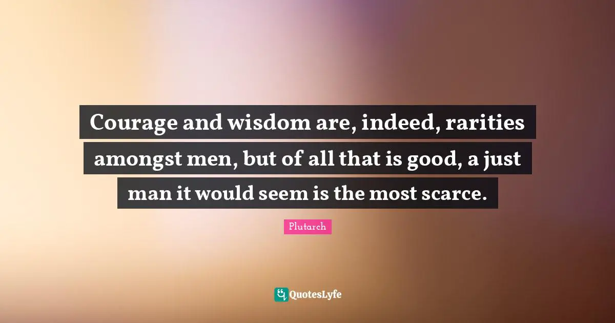 Courage and wisdom are, indeed, rarities amongst men, but of all that is good, a just man it would seem is the most scarce.