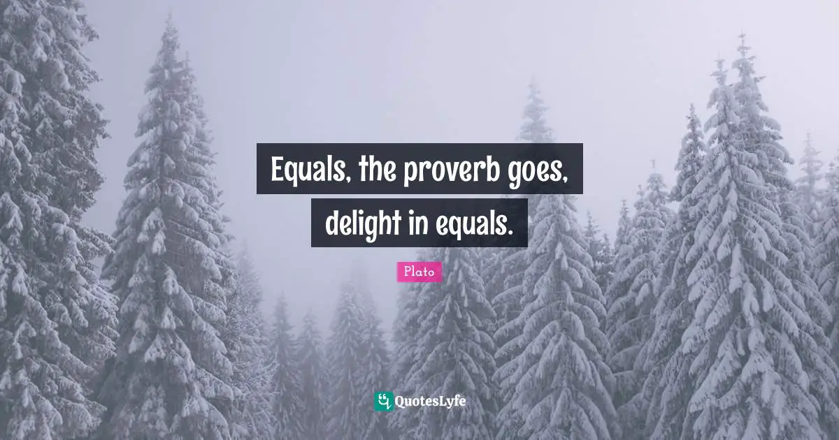 Equals, the proverb goes, delight in equals.