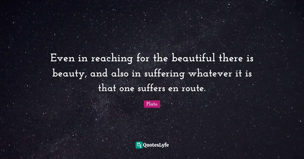 Even in reaching for the beautiful there is beauty, and also in suffering whatever it is that one suffers en route.