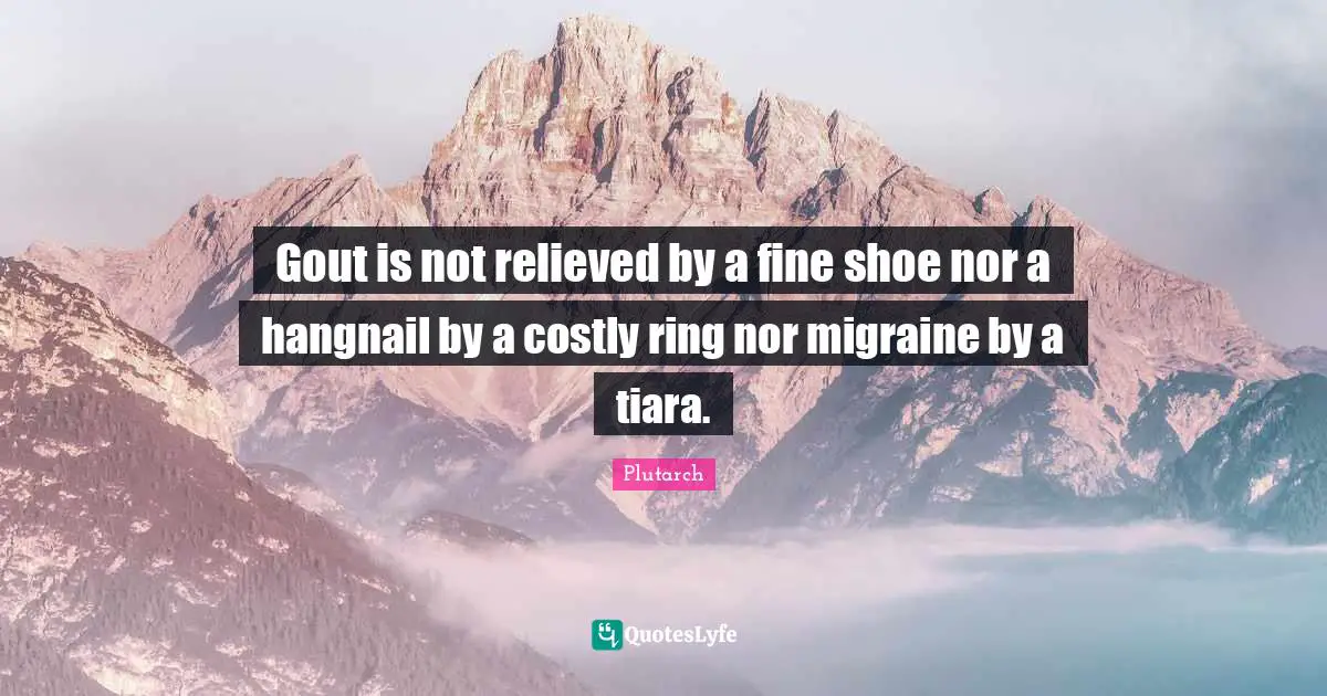 Migraine Quotes: "Gout is not relieved by a fine shoe nor a hangnail by a costly ring nor migraine by a tiara."