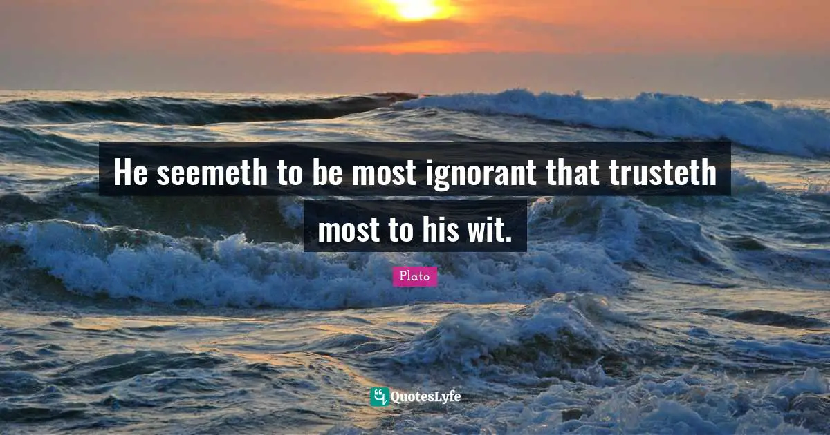 He seemeth to be most ignorant that trusteth most to his wit.