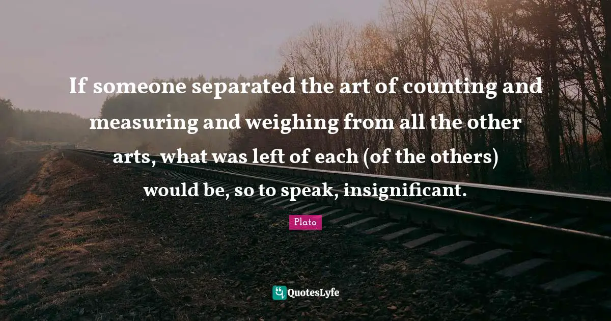 Measuring Quotes: "If someone separated the art of counting and measuring and weighing from all the other arts, what was left of each (of the others) would be, so to speak, insignificant."