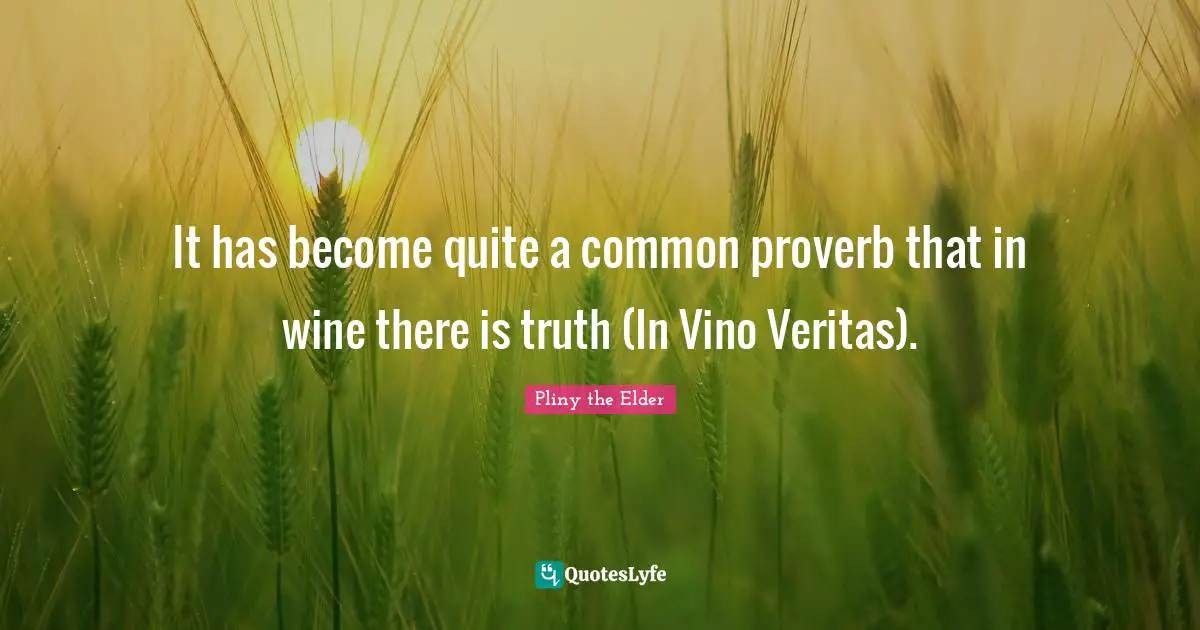 It has become quite a common proverb that in wine there is truth (In Vino Veritas).