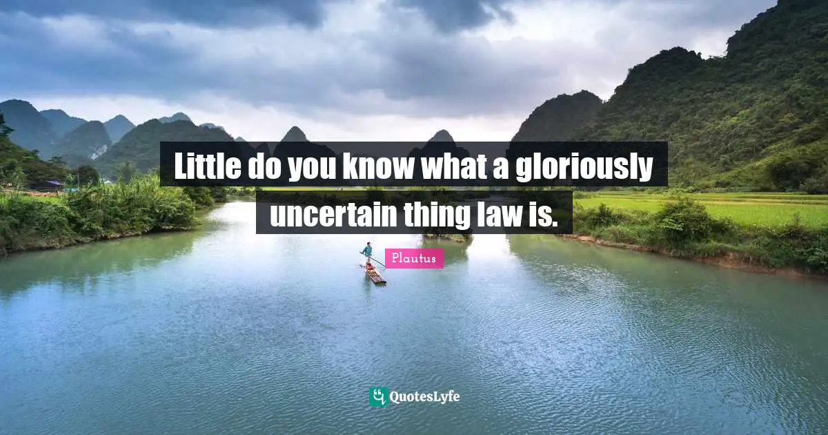 Little do you know what a gloriously uncertain thing law is.