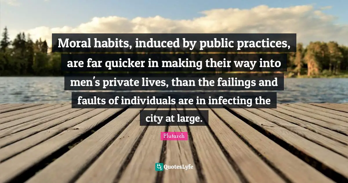 Moral habits, induced by public practices, are far quicker in making their way into men's private lives, than the failings and faults of individuals are in infecting the city at large.