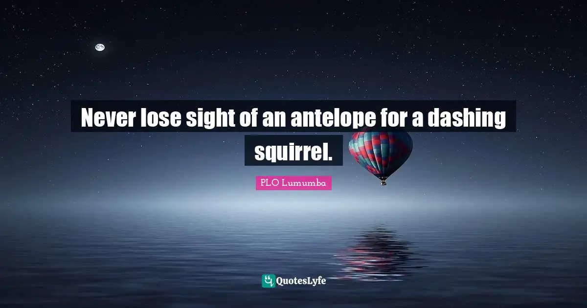 Sight Quotes: "Never lose sight of an antelope for a dashing squirrel."