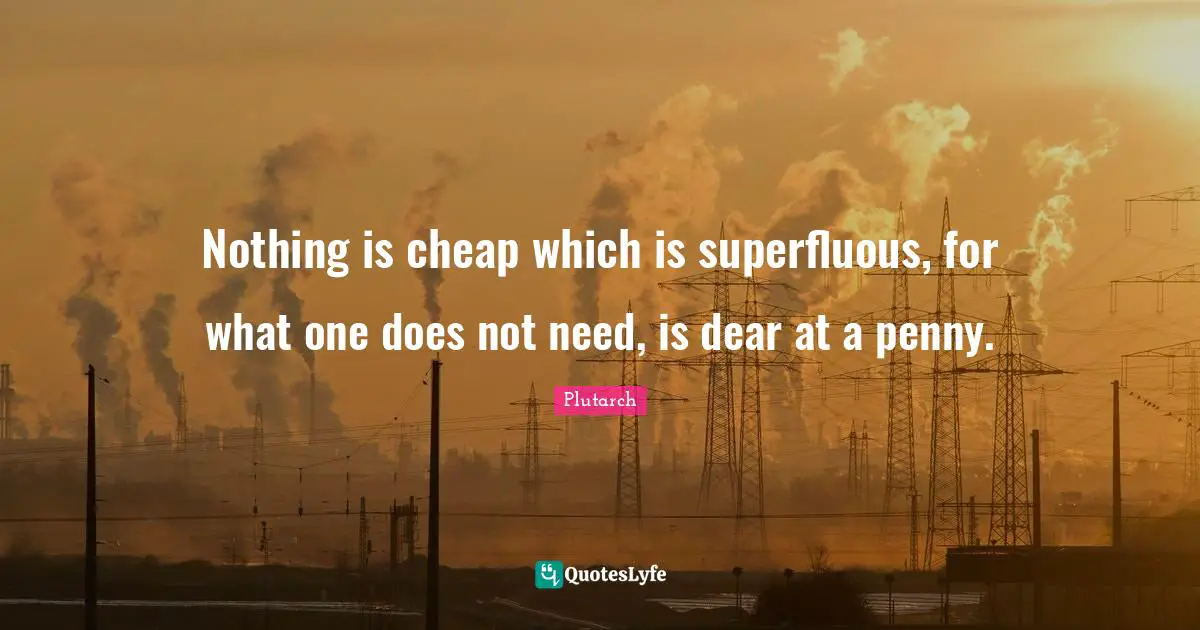 Nothing is cheap which is superfluous, for what one does not need, is dear at a penny.