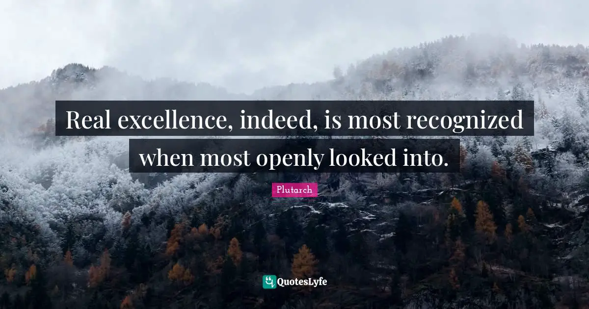 Real excellence, indeed, is most recognized when most openly looked into.