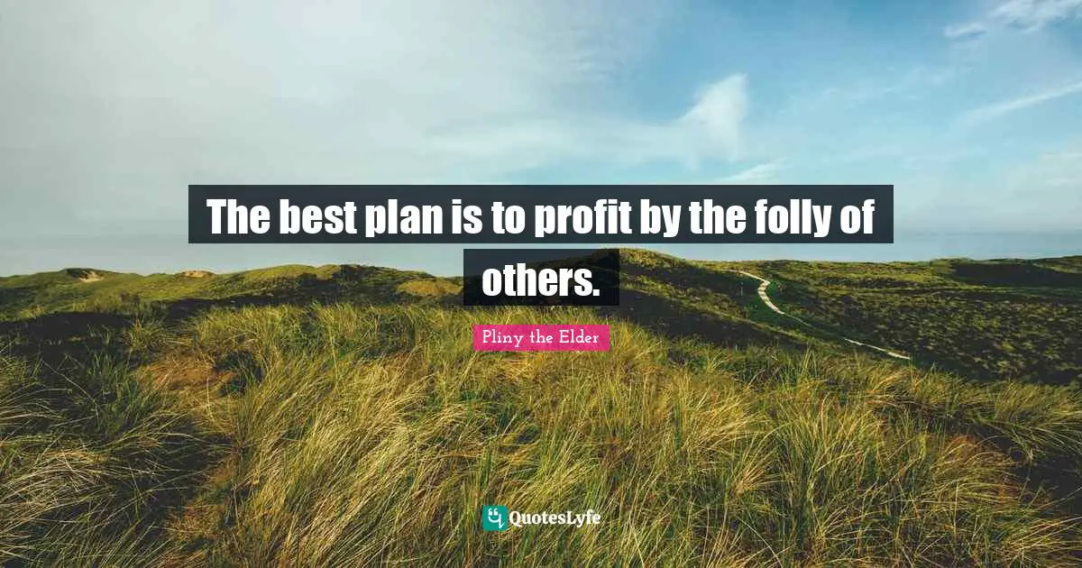 The best plan is to profit by the folly of others.