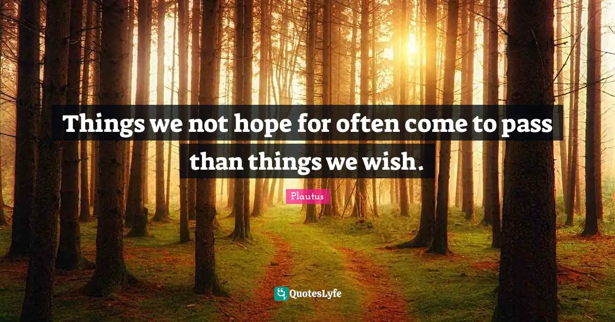 Things we not hope for often come to pass than things we wish.
