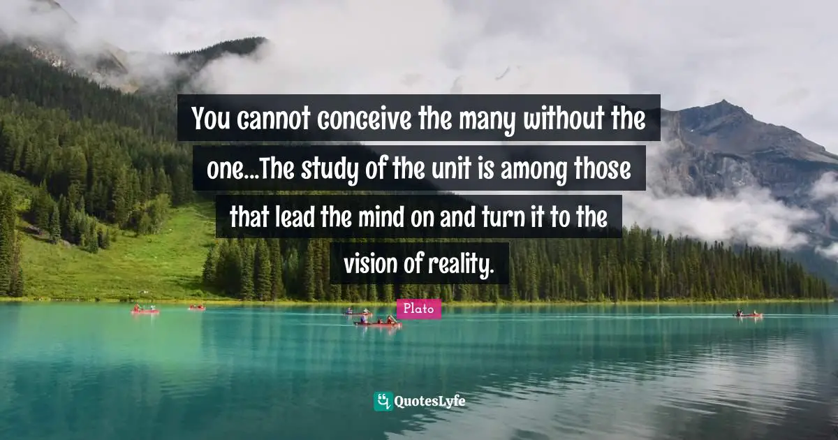 You cannot conceive the many without the one...The study of the unit is among those that lead the mind on and turn it to the vision of reality.