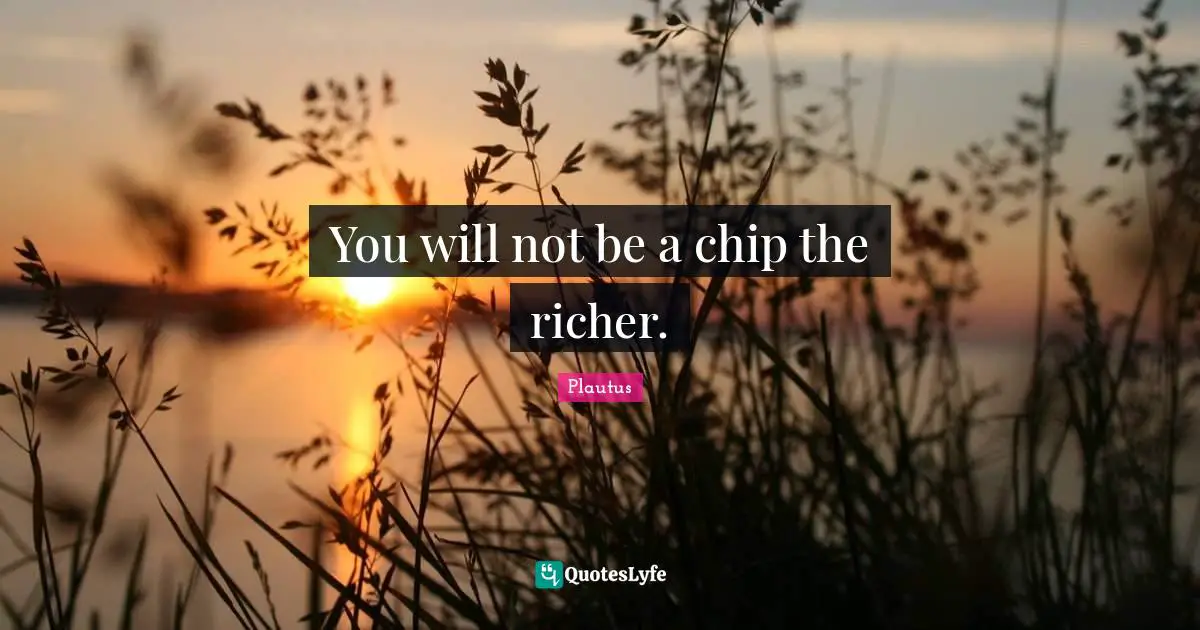 You will not be a chip the richer.