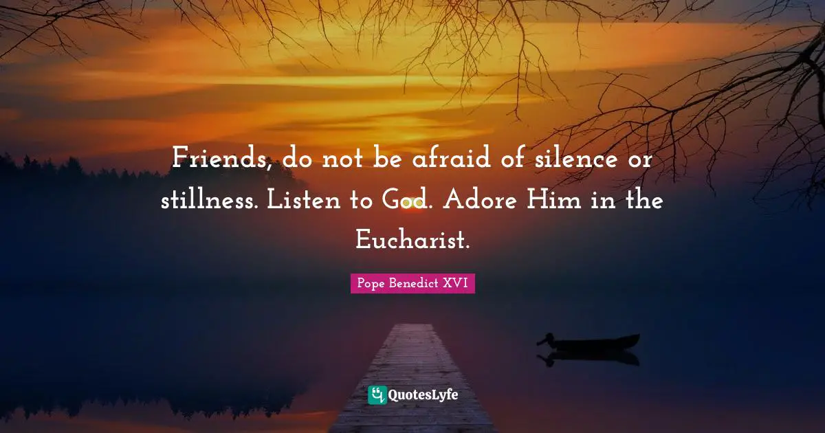 Friends, do not be afraid of silence or stillness. Listen to God. Adore Him in the Eucharist.