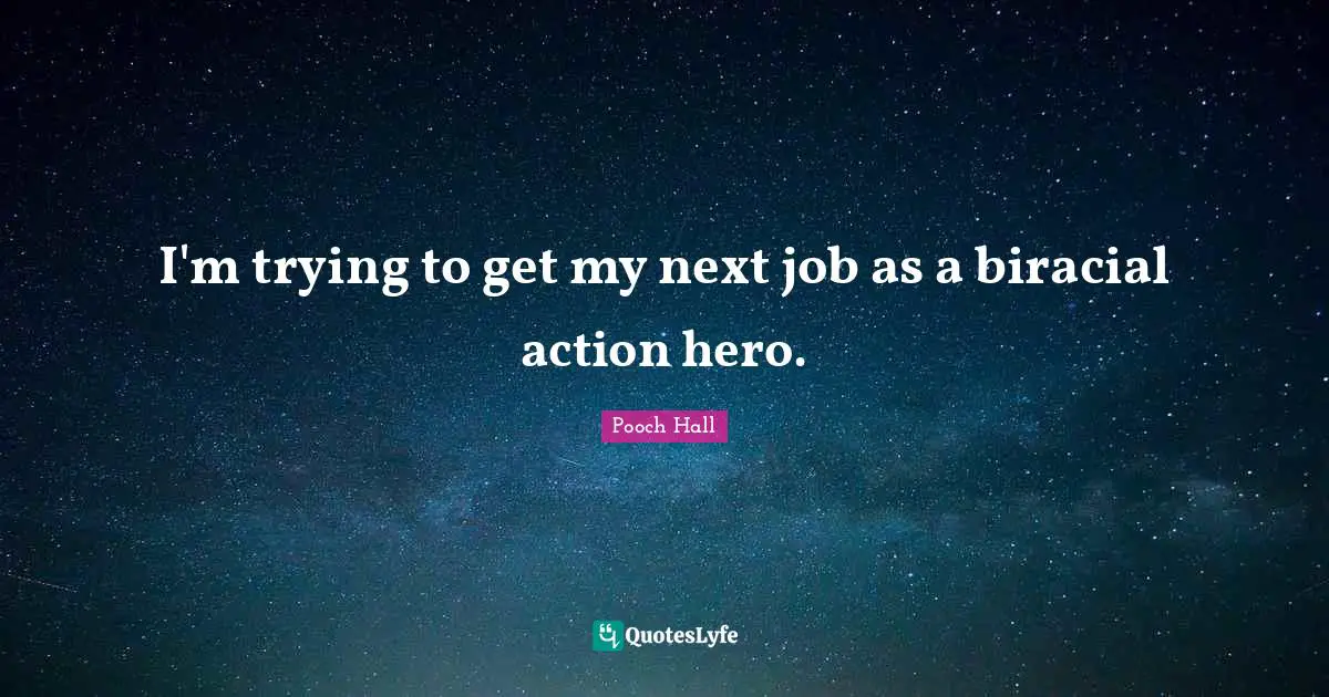 I'm trying to get my next job as a biracial action hero.