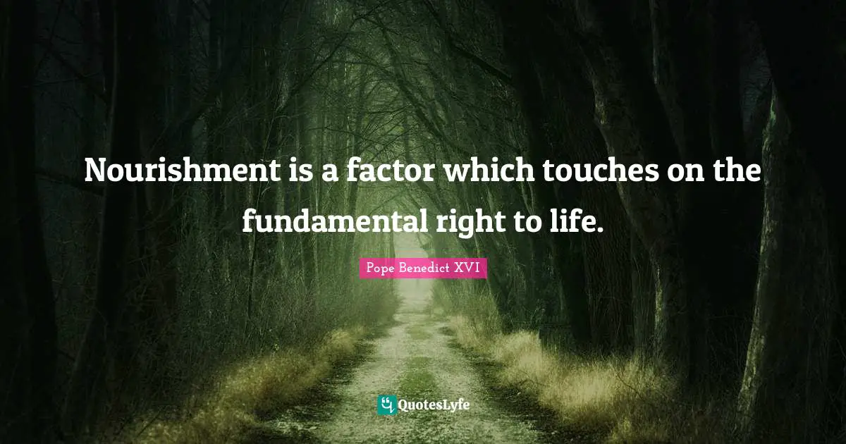 Nourishment is a factor which touches on the fundamental right to life.