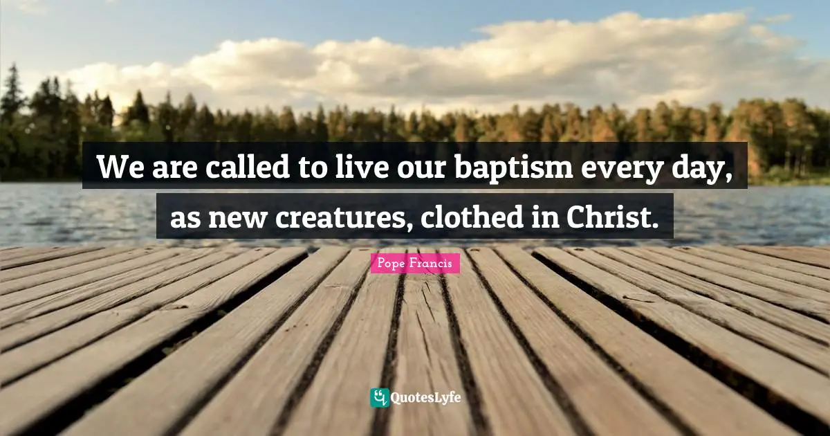 We are called to live our baptism every day, as new creatures, clothed in Christ.