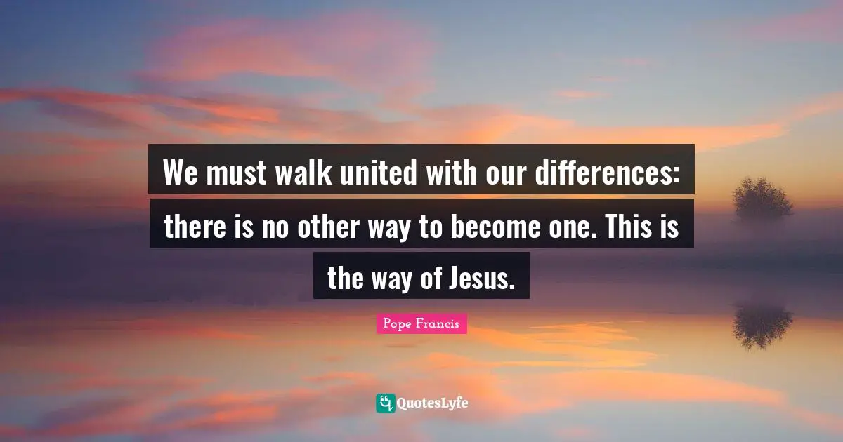 We must walk united with our differences: there is no other way to become one. This is the way of Jesus.