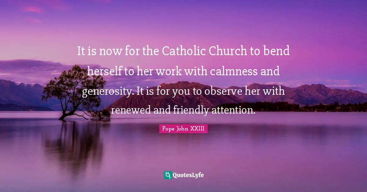 Calmness Quotes: "It is now for the Catholic Church to bend herself to her work with calmness and generosity. It is for you to observe her with renewed and friendly attention."