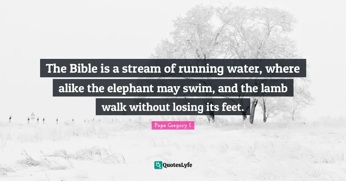Elephants Quotes: "The Bible is a stream of running water, where alike the elephant may swim, and the lamb walk without losing its feet."