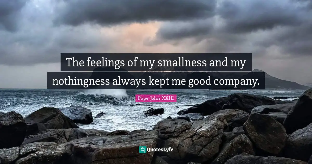 Nothingness Quotes: "The feelings of my smallness and my nothingness always kept me good company."
