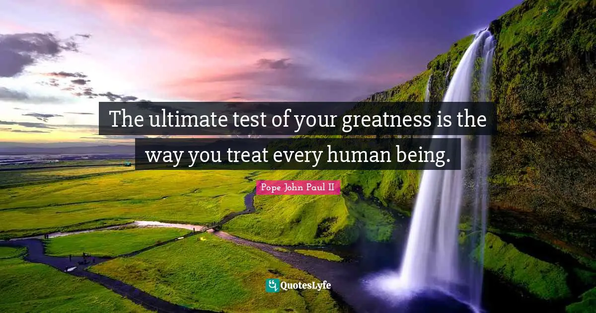 Greatness Quotes: "The ultimate test of your greatness is the way you treat every human being."