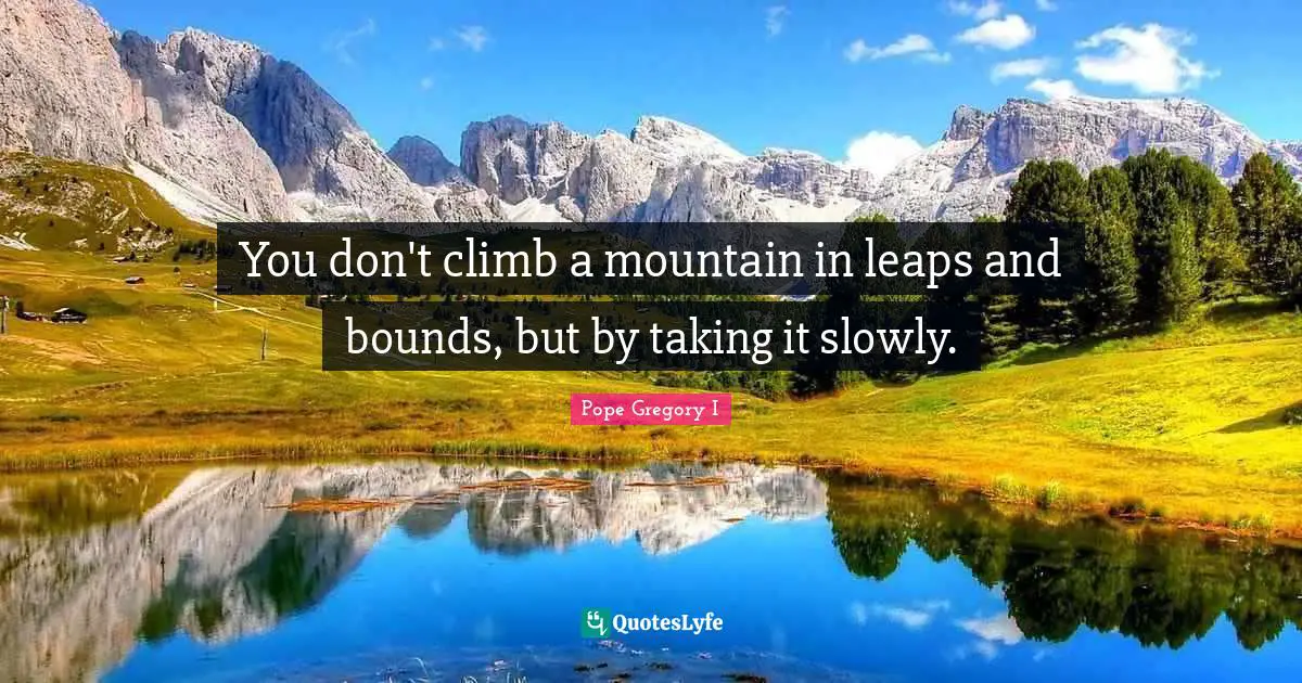 Bounds Quotes: "You don't climb a mountain in leaps and bounds, but by taking it slowly."