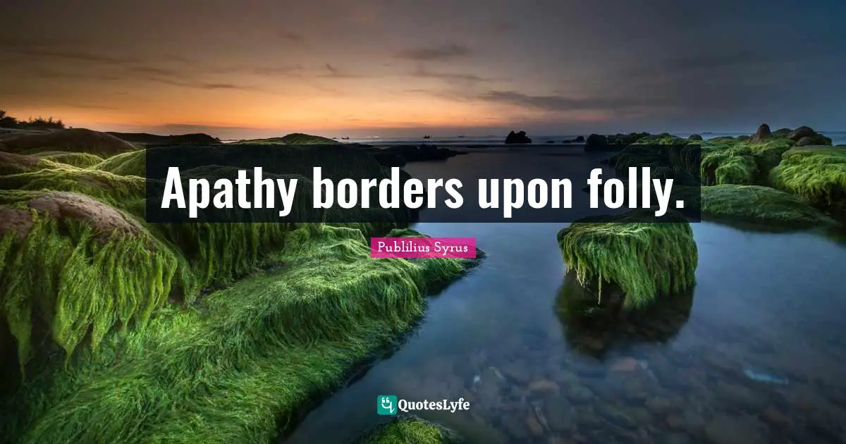 Publilius Syrus Quotes: "Apathy borders upon folly."