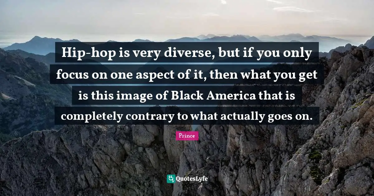 Hip-hop is very diverse, but if you only focus on one aspect of it, then what you get is this image of Black America that is completely contrary to what actually goes on.