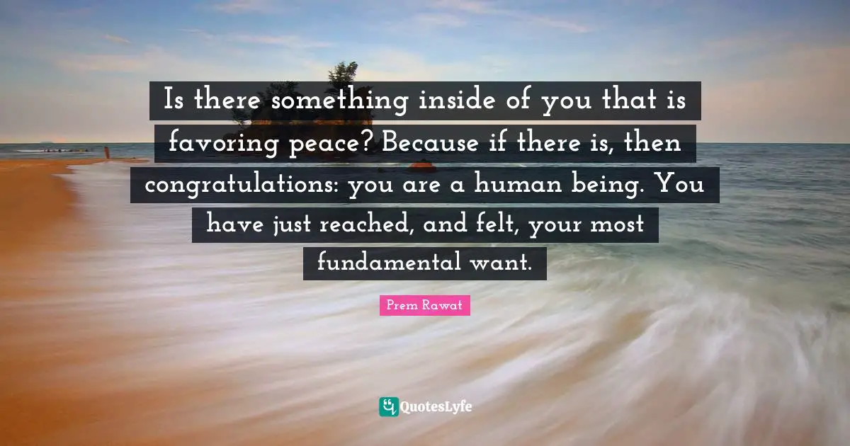 Is there something inside of you that is favoring peace? Because if there is, then congratulations: you are a human being. You have just reached, and felt, your most fundamental want.