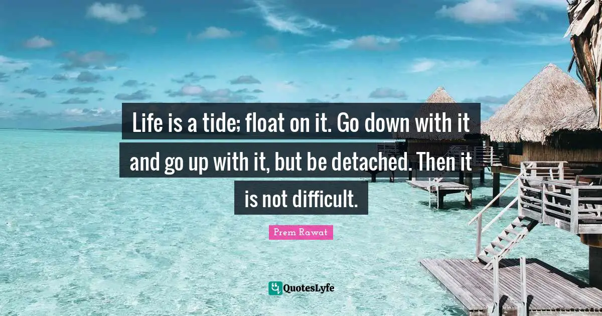 Life is a tide; float on it. Go down with it and go up with it, but be detached. Then it is not difficult.