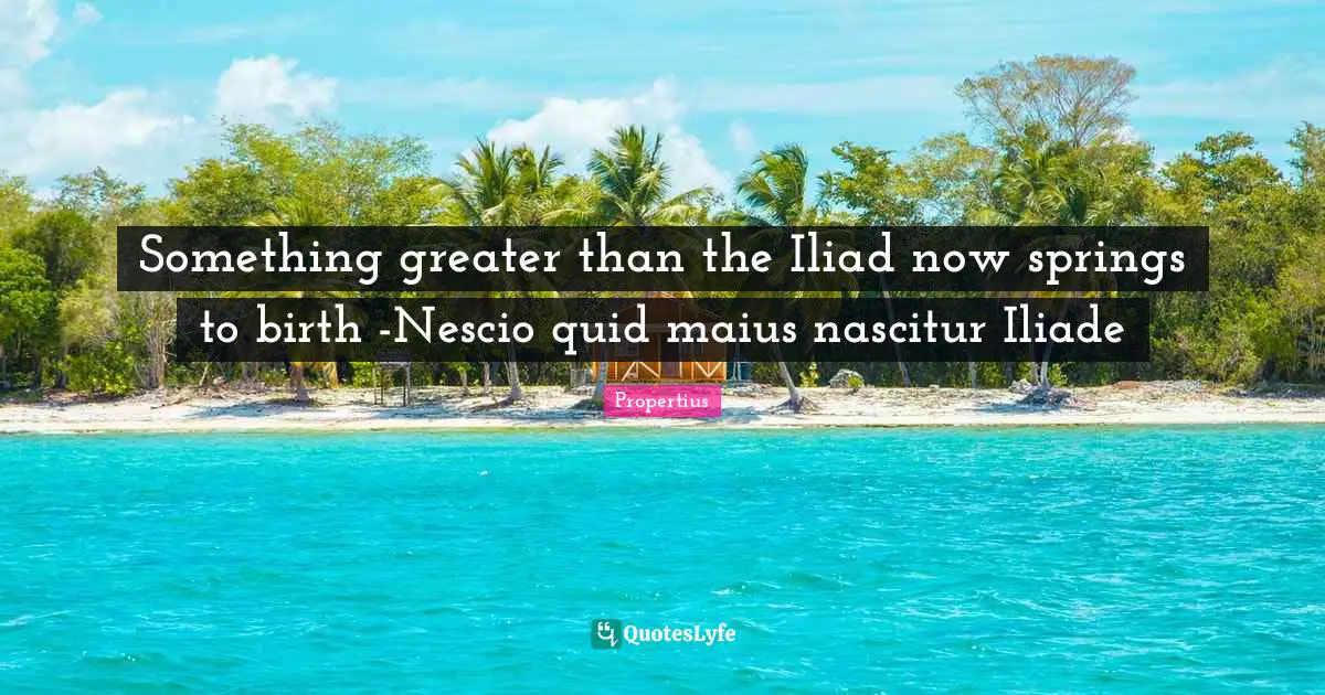 Something greater than the Iliad now springs to birth -Nescio quid maius nascitur Iliade