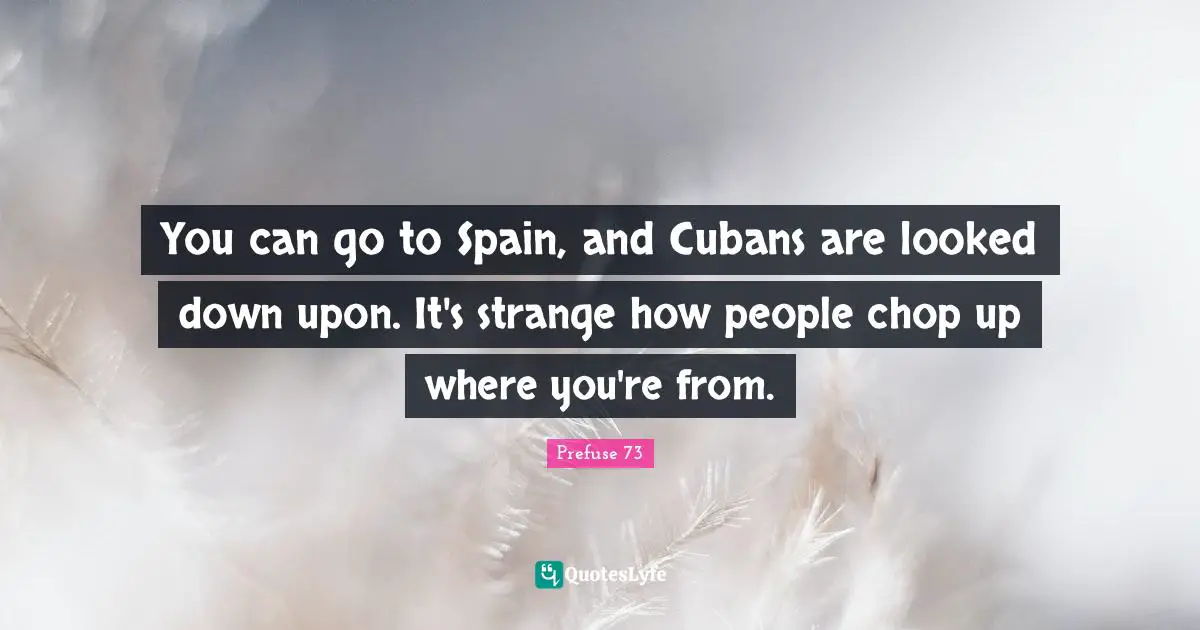 You can go to Spain, and Cubans are looked down upon. It's strange how people chop up where you're from.