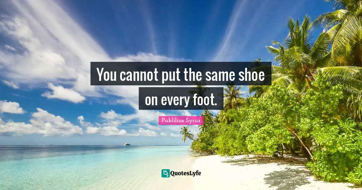 Publilius Syrus Quotes: "You cannot put the same shoe on every foot."