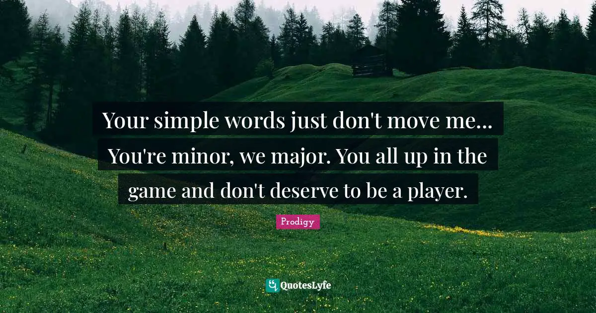 Your simple words just don't move me... You're minor, we major. You all up in the game and don't deserve to be a player.