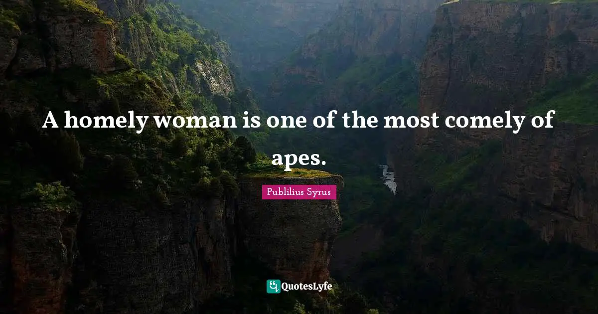 A homely woman is one of the most comely of apes.