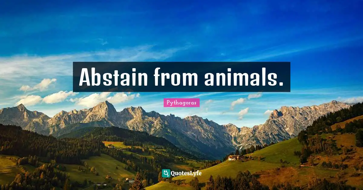 Abstain from animals.