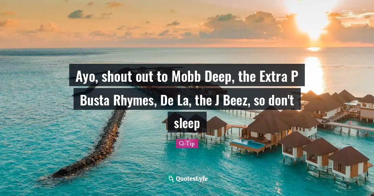 Q-Tip Quotes: "Ayo, shout out to Mobb Deep, the Extra P Busta Rhymes, De La, the J Beez, so don't sleep"