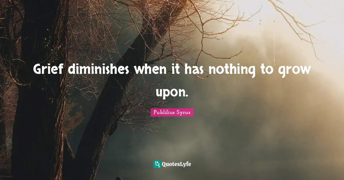 Grief diminishes when it has nothing to grow upon.