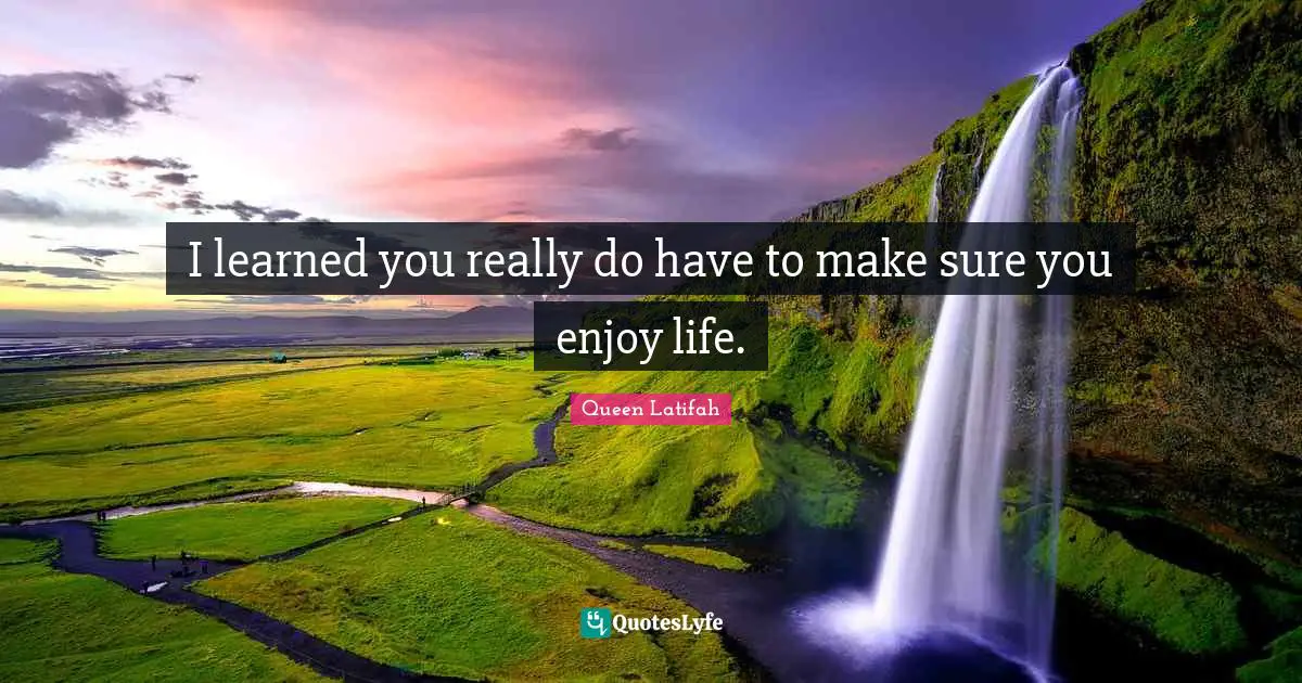 Queen Latifah Quotes: "I learned you really do have to make sure you enjoy life."