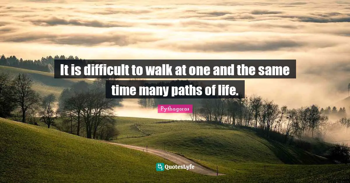 Paths Quotes: "It is difficult to walk at one and the same time many paths of life."