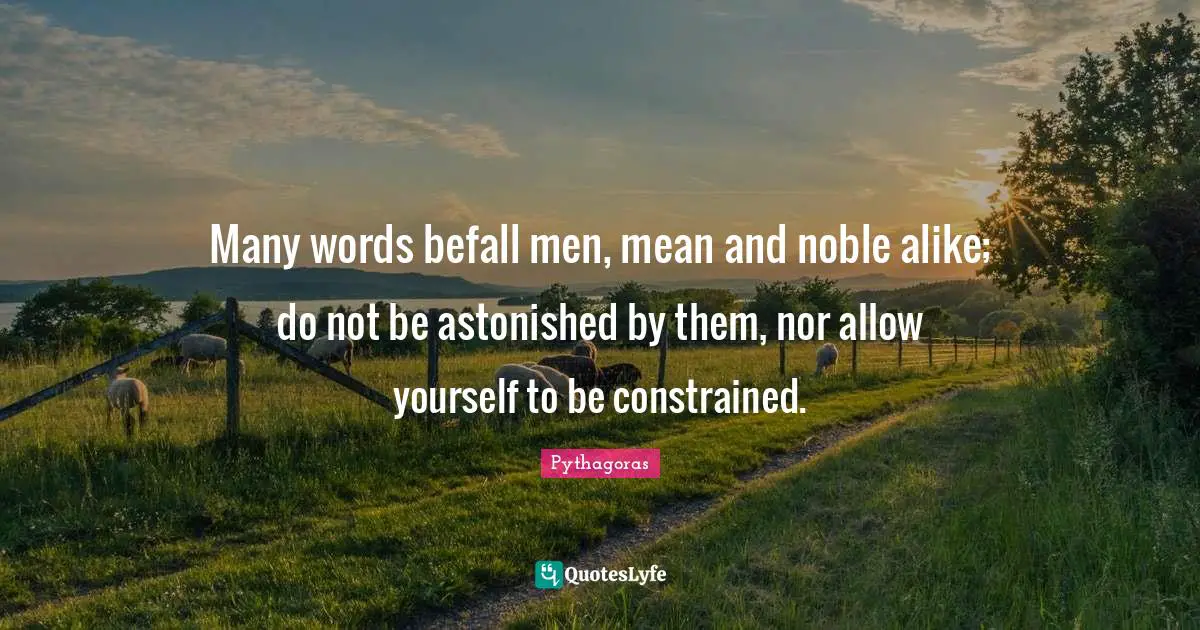 Noble Quotes: "Many words befall men, mean and noble alike; do not be astonished by them, nor allow yourself to be constrained."