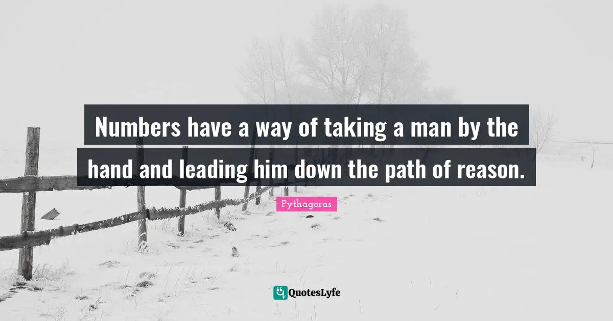 Pythagoras Quotes: Numbers have a way of taking a man by the hand and leading him down the path of reason.