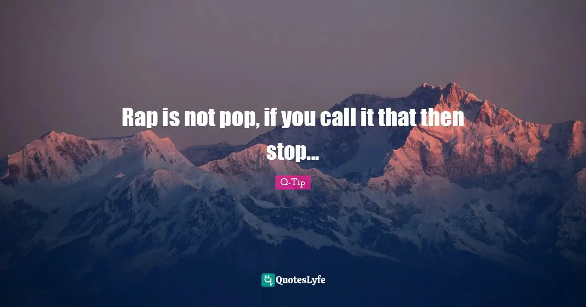 Q-Tip Quotes: "Rap is not pop, if you call it that then stop..."