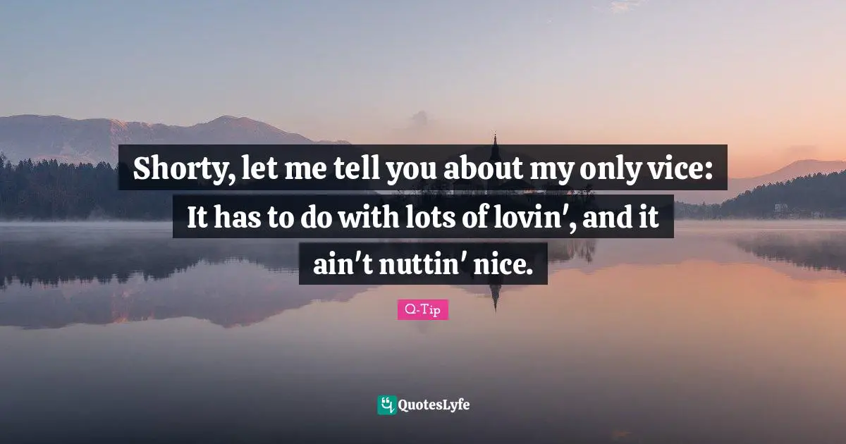 Q-Tip Quotes: "Shorty, let me tell you about my only vice: It has to do with lots of lovin', and it ain't nuttin' nice."