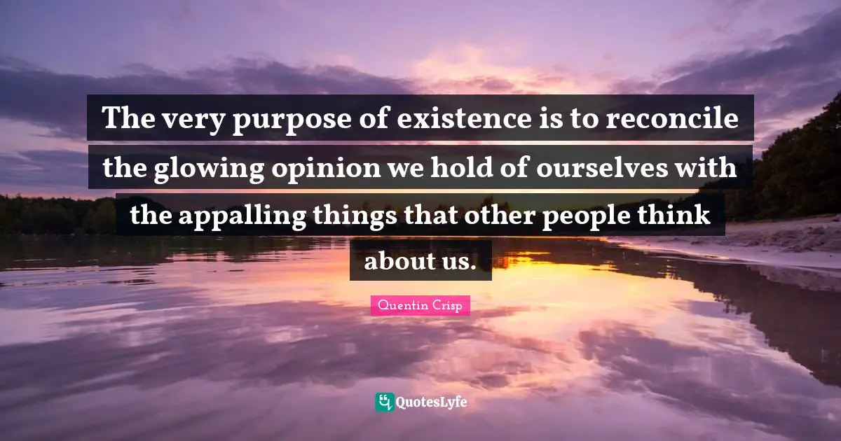The very purpose of existence is to reconcile the glowing opinion we hold of ourselves with the appalling things that other people think about us.