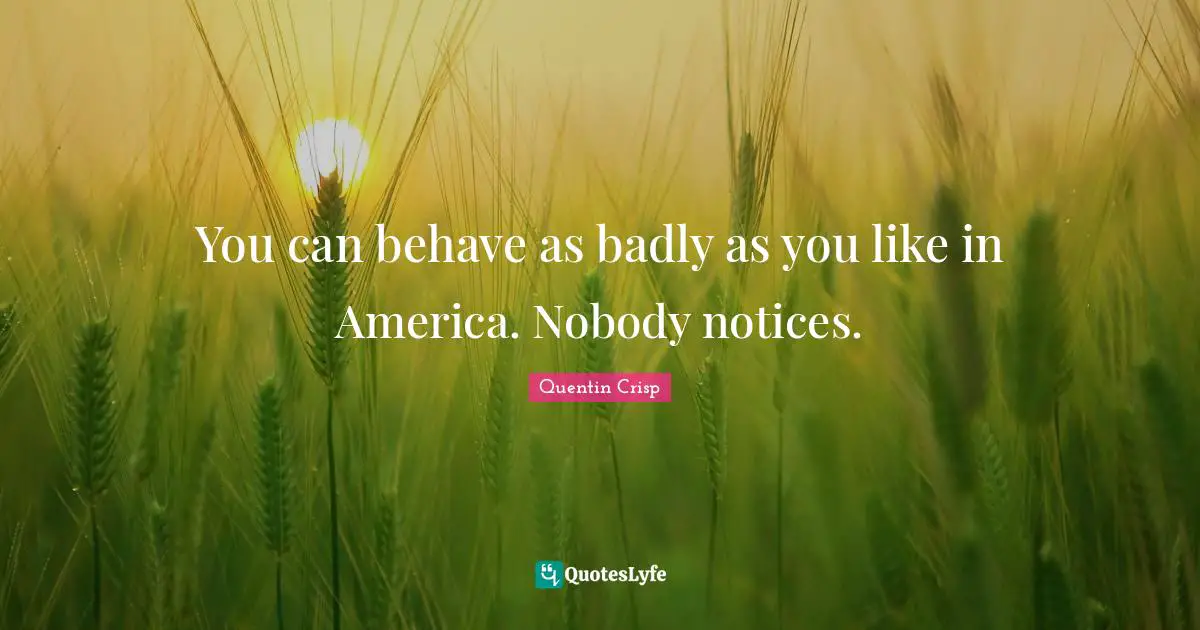 You can behave as badly as you like in America. Nobody notices.