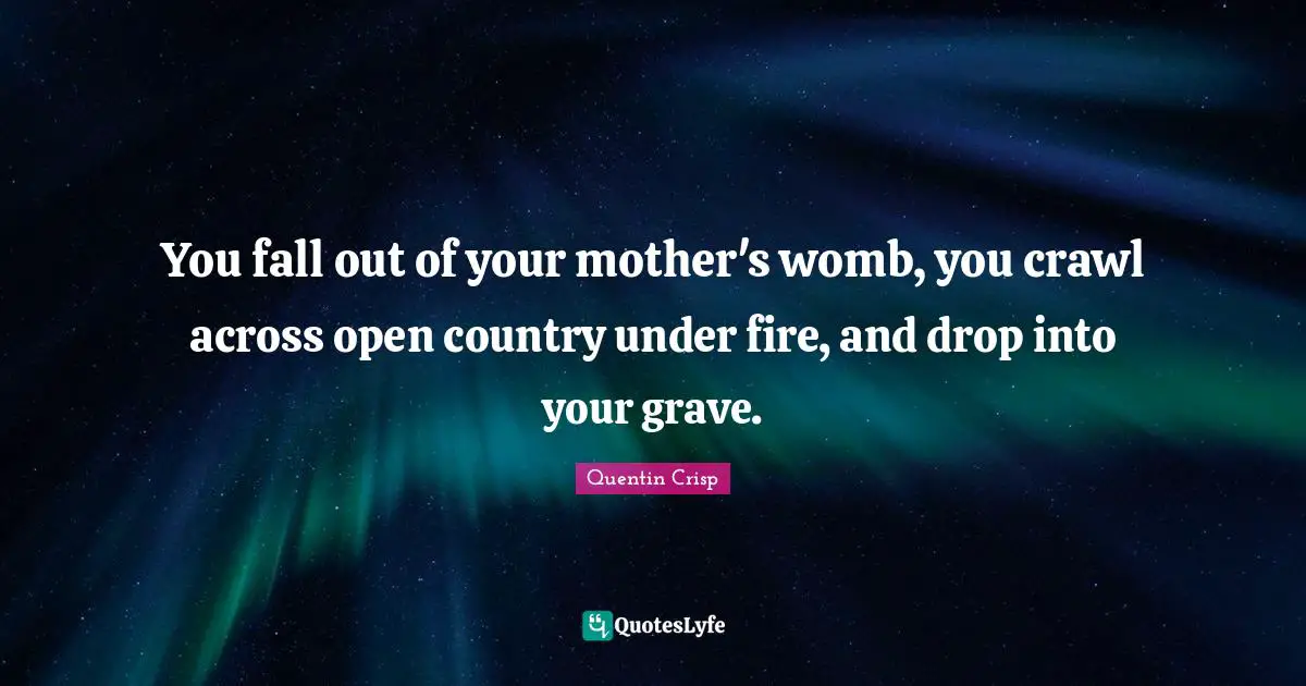 You fall out of your mother's womb, you crawl across open country under fire, and drop into your grave.