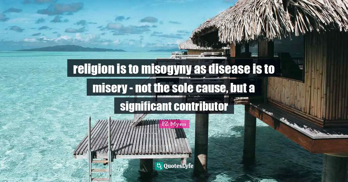 religion is to misogyny as disease is to misery - not the sole cause, but a significant contributor